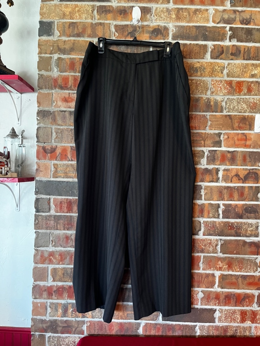 Cato Black Pinstripe Wide-Leg Trousers Size:18W